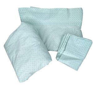 The Big One Easy-Care Twin Blue Trellis Sheet Set Pima Cotton Blend 275TC